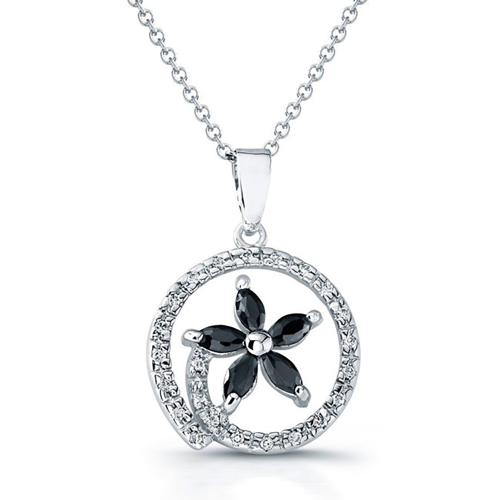 Dazzlers Sterling Silver Rhodium Plated and Black CZ Necklace, MPN: DBN4172