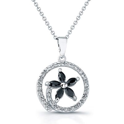 Dazzlers Sterling Silver Rhodium Plated and Black CZ Necklace, MPN: DBN4172