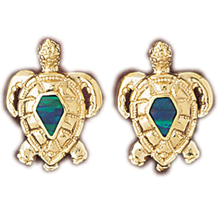 Dazzlers 14k Yellow Gold Created Opal Turtle Earrings, MPN: DZ-14972