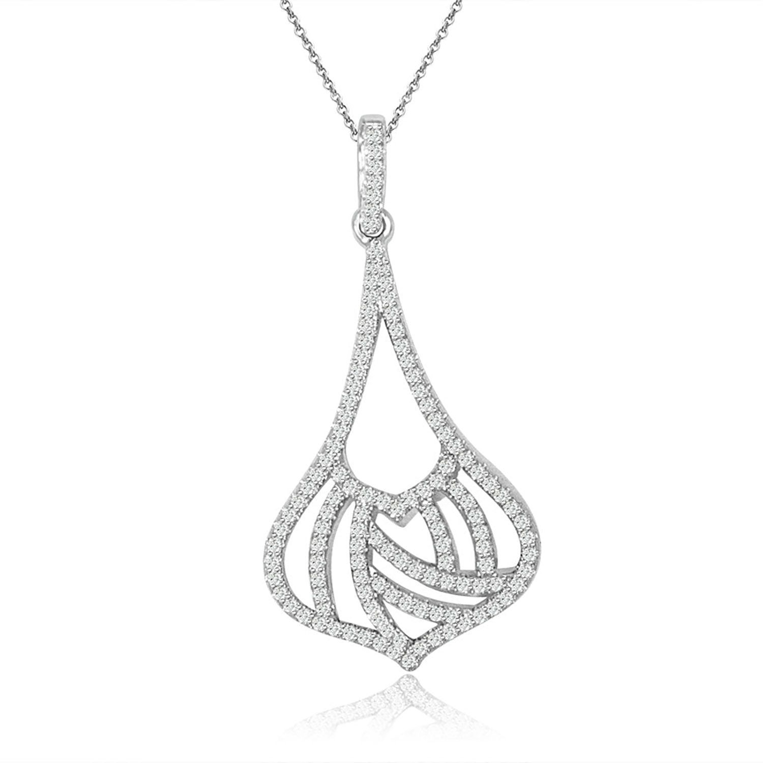 Dazzlers Sterling Silver Rhodium Plated and CZ Necklace, MPN: DYN-723