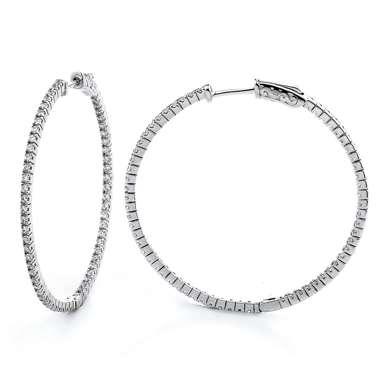 Dazzlers Sterling Silver Rhodium Plated and CZ Hoop Earrings, MPN: DCE-305