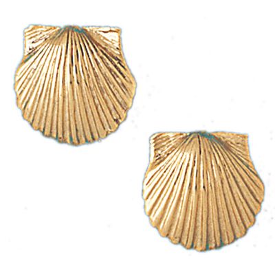 Dazzlers 14k Yellow Gold Shell Stud Earrings, MPN: DZ-13045
