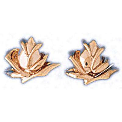 Dazzlers 14k Yellow Gold Plumeria Flower Stud Earrings, MPN: DZ-12921