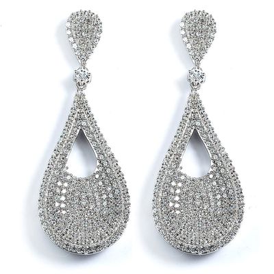 Dazzlers Sterling Silver Rhodium Plated and CZ Pear Shape Dangle Earrings, MPN: DCE-362