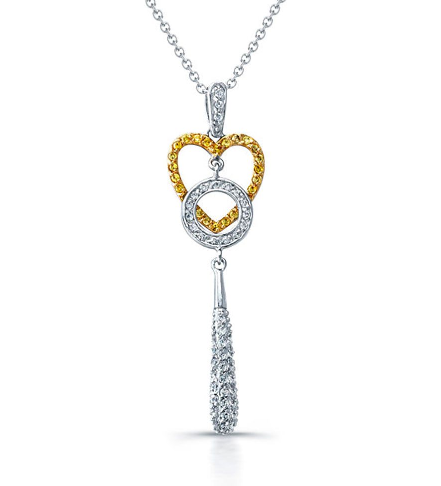 Dazzlers Sterling Silver Rhodium Plated and CZ Key &amp; Heart Necklace, MPN: DBN410