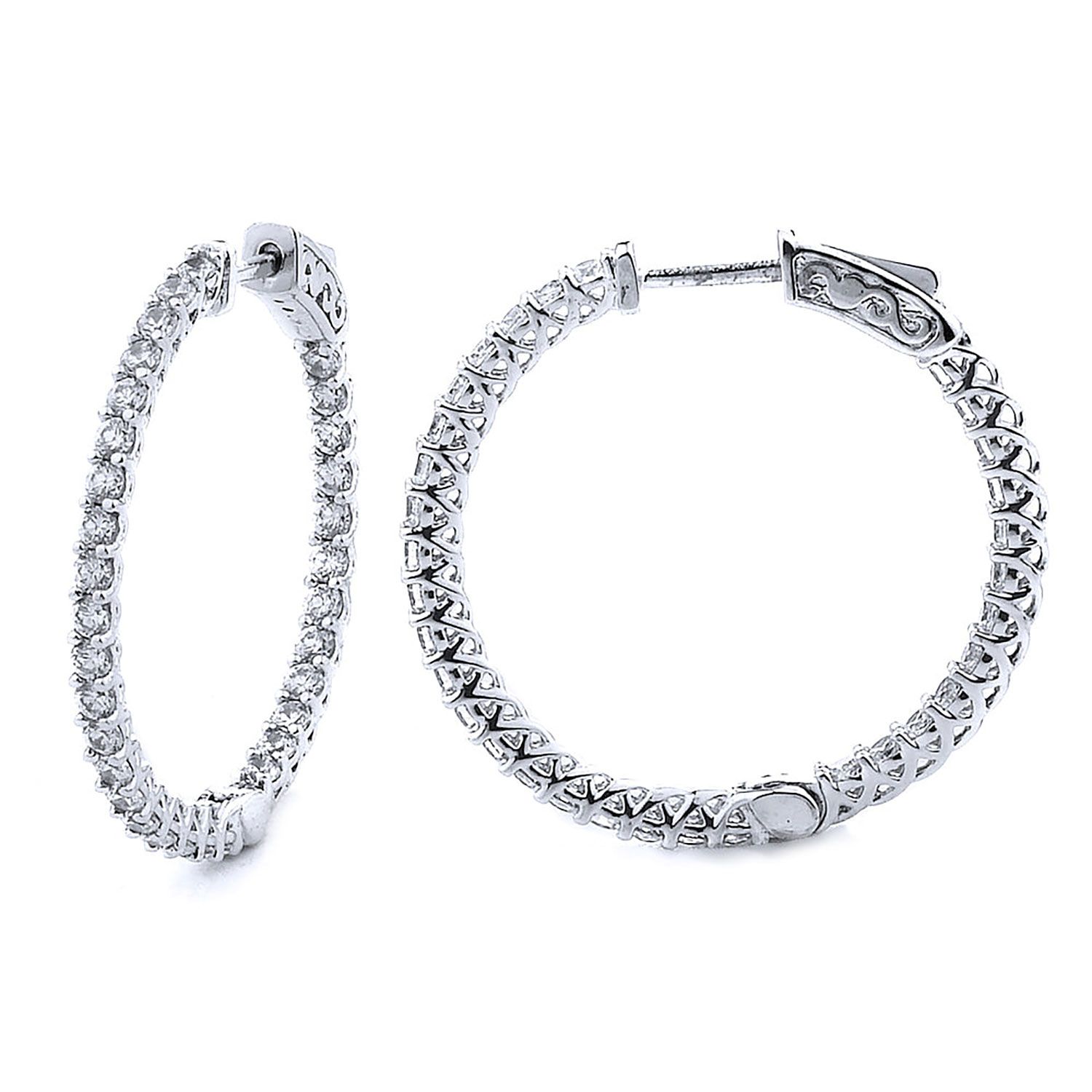Dazzlers Sterling Silver Rhodium Plated and CZ Hoop Earrings, MPN: DCE-280