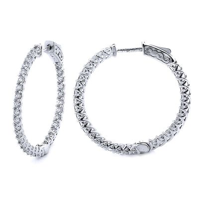 Dazzlers Sterling Silver Rhodium Plated and CZ Hoop Earrings, MPN: DCE-280