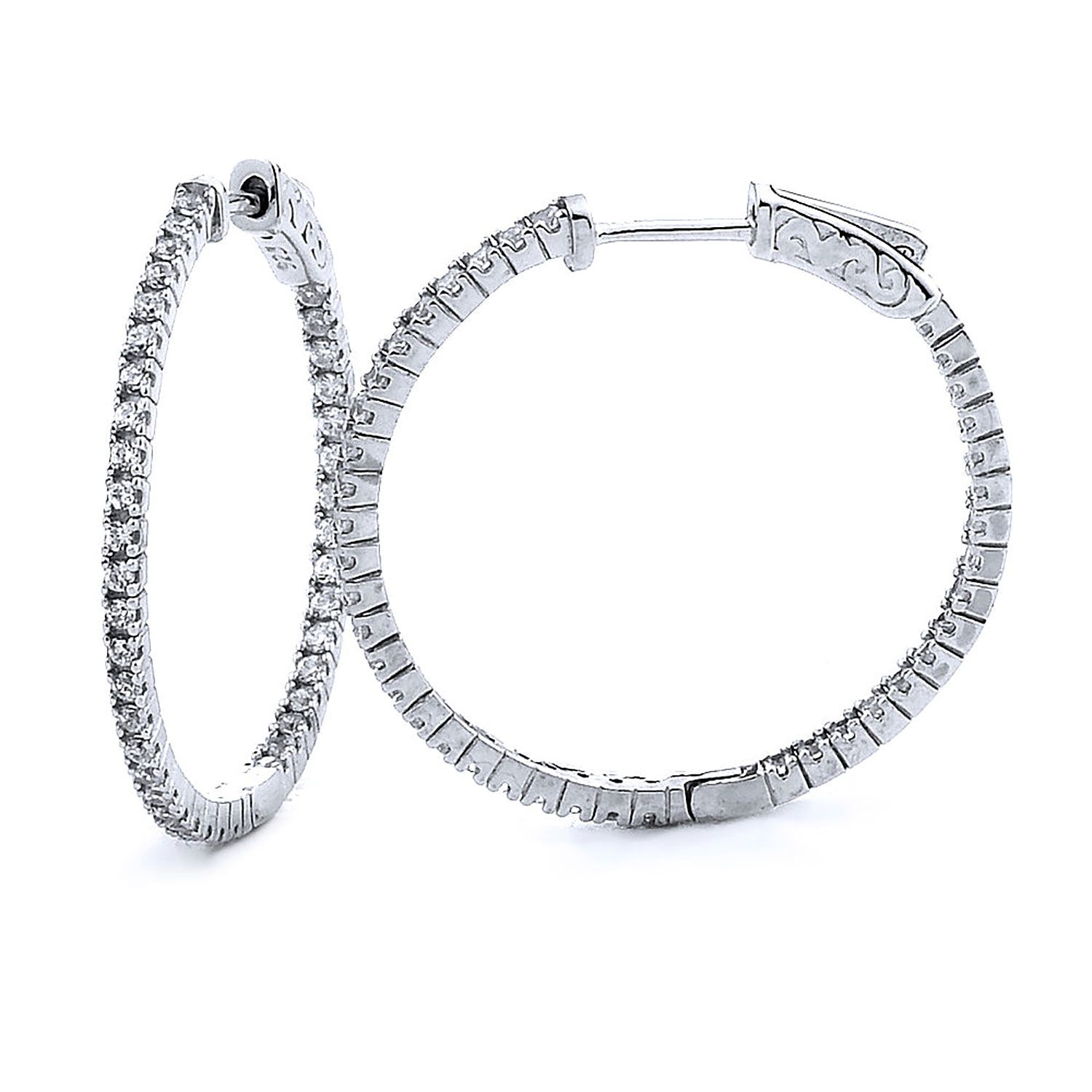 Dazzlers Sterling Silver Rhodium Plated and CZ Hoop Earrings, MPN: DCE-298