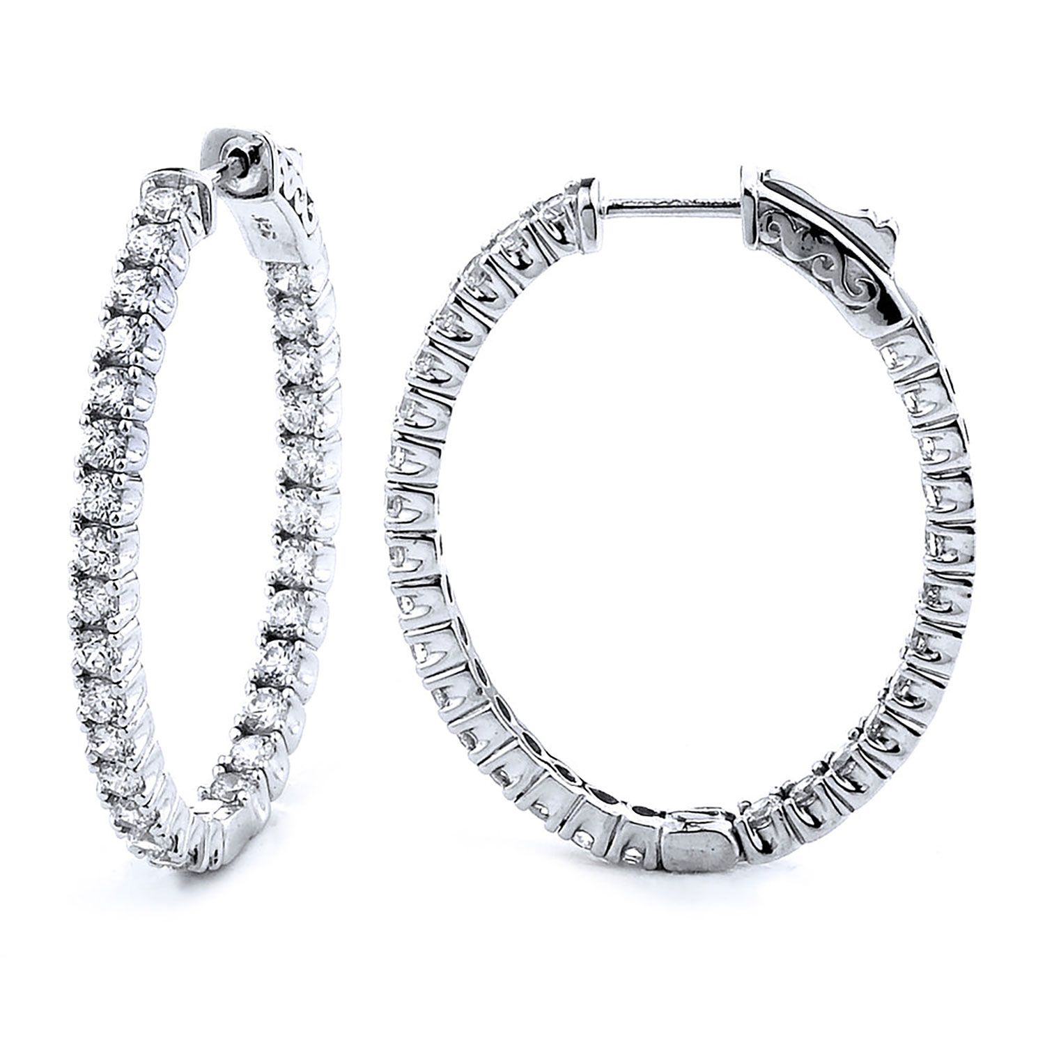 Dazzlers Sterling Silver Rhodium Plated and CZ Oval Hoop Earrings, MPN: DCE-290