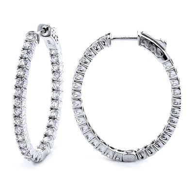 Dazzlers Sterling Silver Rhodium Plated and CZ Oval Hoop Earrings, MPN: DCE-290
