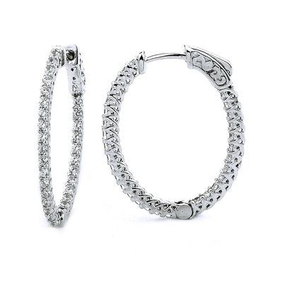Dazzlers Sterling Silver Rhodium Plated and CZ Oval Hoop Earrings, MPN: DCE-294