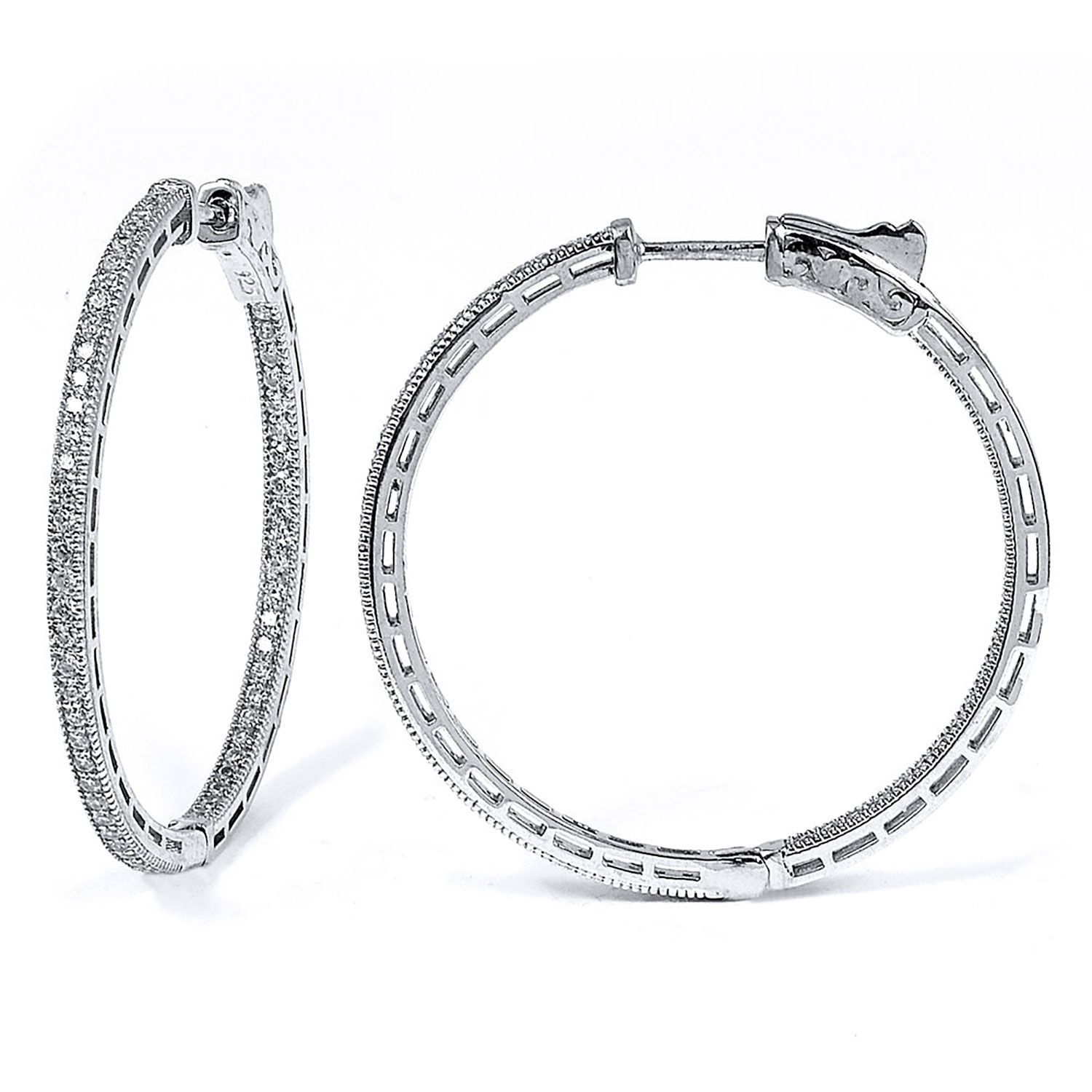 Dazzlers Sterling Silver Rhodium Plated with CZ Hoop Earrings, MPN: DCE-436