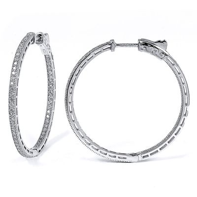 Dazzlers Sterling Silver Rhodium Plated with CZ Hoop Earrings, MPN: DCE-436