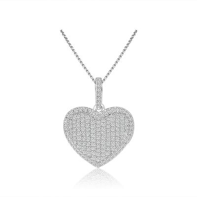 Dazzlers Sterling Silver Rhodium Plated and micro-pave CZ Heart Necklace, MPN: DYN-705