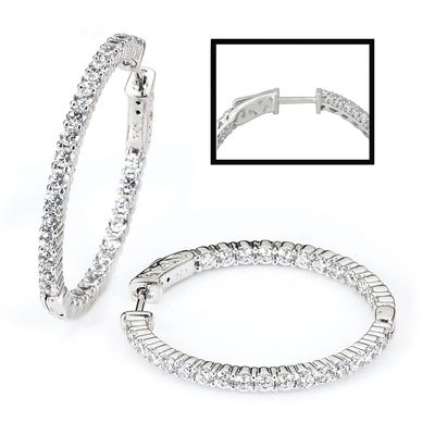 Dazzlers Sterling Silver Rhodium Plated and CZ Hoop Earrings, MPN: DCE-40