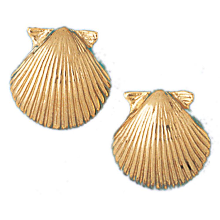 Dazzlers 14k Yellow Gold Shell Stud Earrings, MPN: DZ-13044