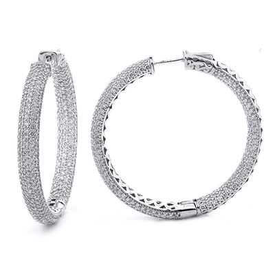 Dazzlers Sterling Silver Rhodium Plated and micro-pave CZ Hoop Earrings, MPN: DCE-313