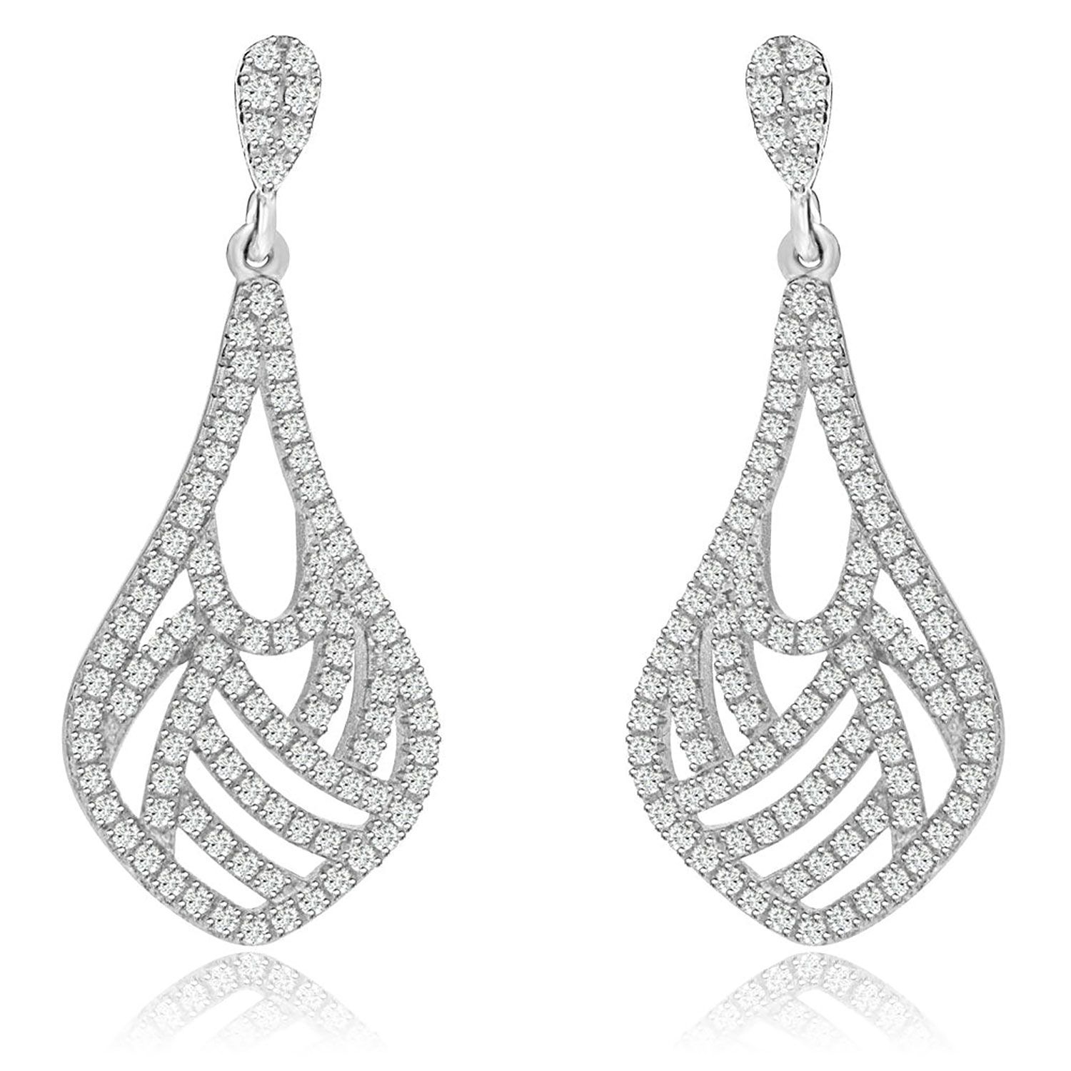 Dazzlers Sterling Silver Rhodium Plated and CZ Fashion Dangle Earrings, MPN: DYE-724