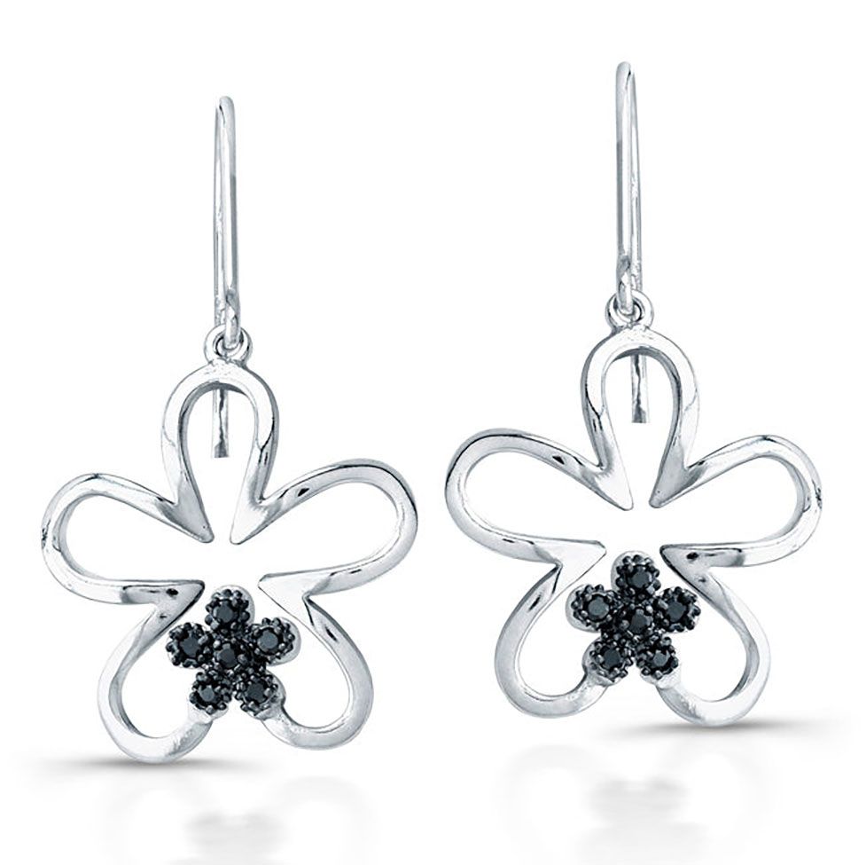 Dazzlers Sterling Silver Rhodium Plated with Black CZ Earrings, MPN: DBE2656