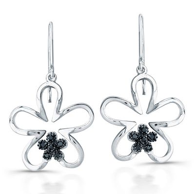 Dazzlers Sterling Silver Rhodium Plated with Black CZ Earrings, MPN: DBE2656