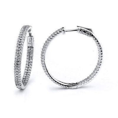 Dazzlers Sterling Silver Rhodium Plated and CZ Hoop Earrings, MPN: DCE-34