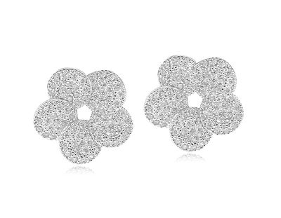 Dazzlers Sterling Silver Rhodium Plated and CZ Earrings, MPN: DME-249