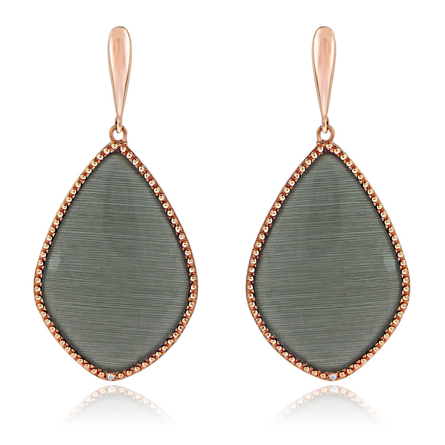 Dazzlers Sterling Silver Rose Gold Plated with a Black Simulated Crystal and CZ Chandelier Earrings…