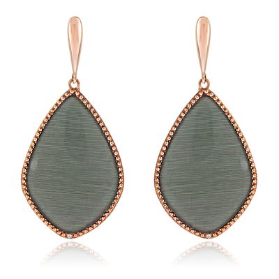 Dazzlers Sterling Silver Rose Gold Plated with a Black Simulated Crystal and CZ Chandelier Earrings…