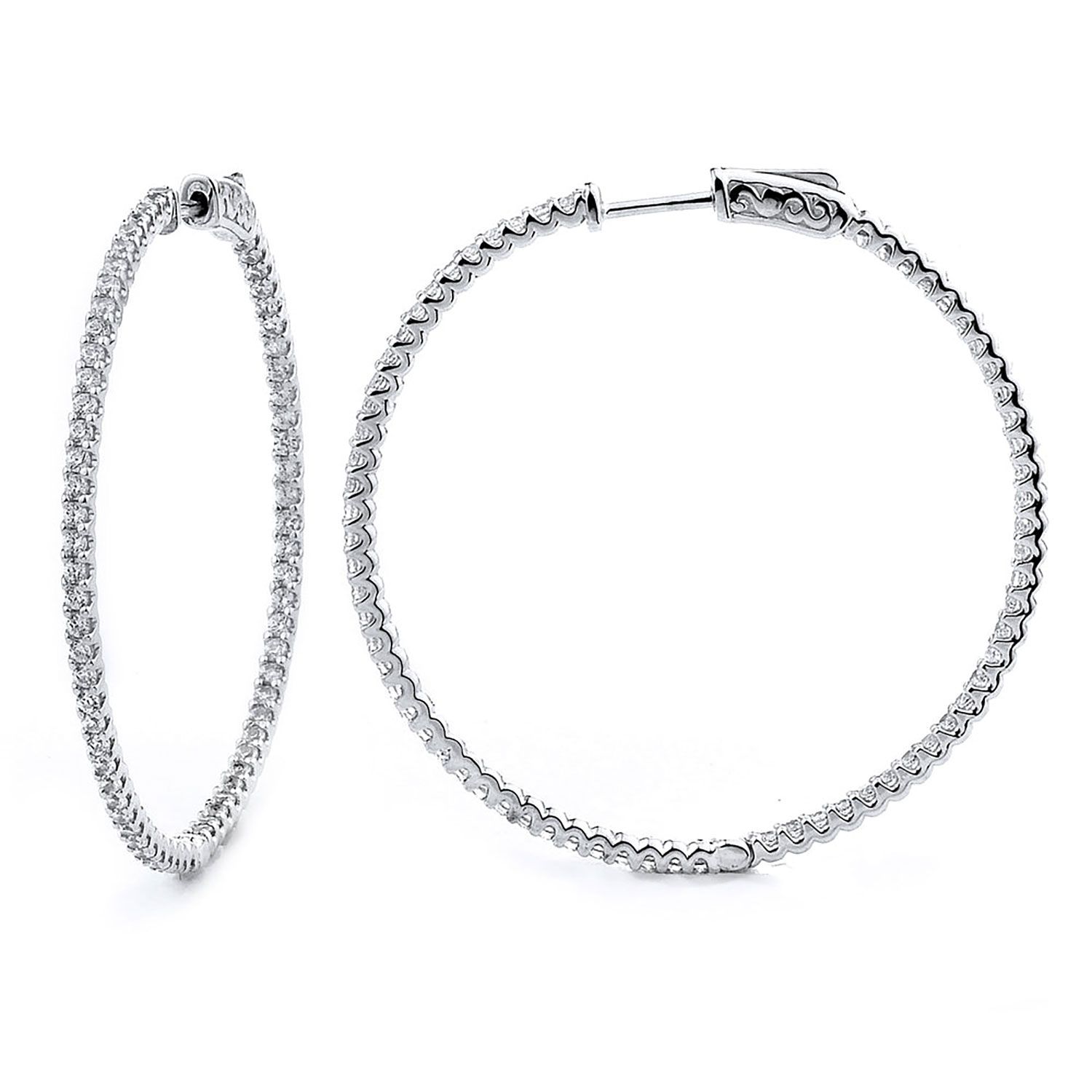 Dazzlers Sterling Silver Rhodium Plated and CZ Hoop Earrings, MPN: DCE-301
