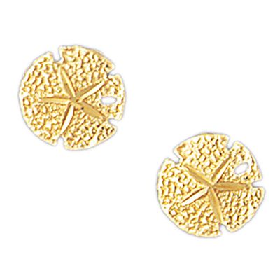 Dazzlers 14k Yellow Gold Sand Dollar Stud Earrings, MPN: DZ-13108