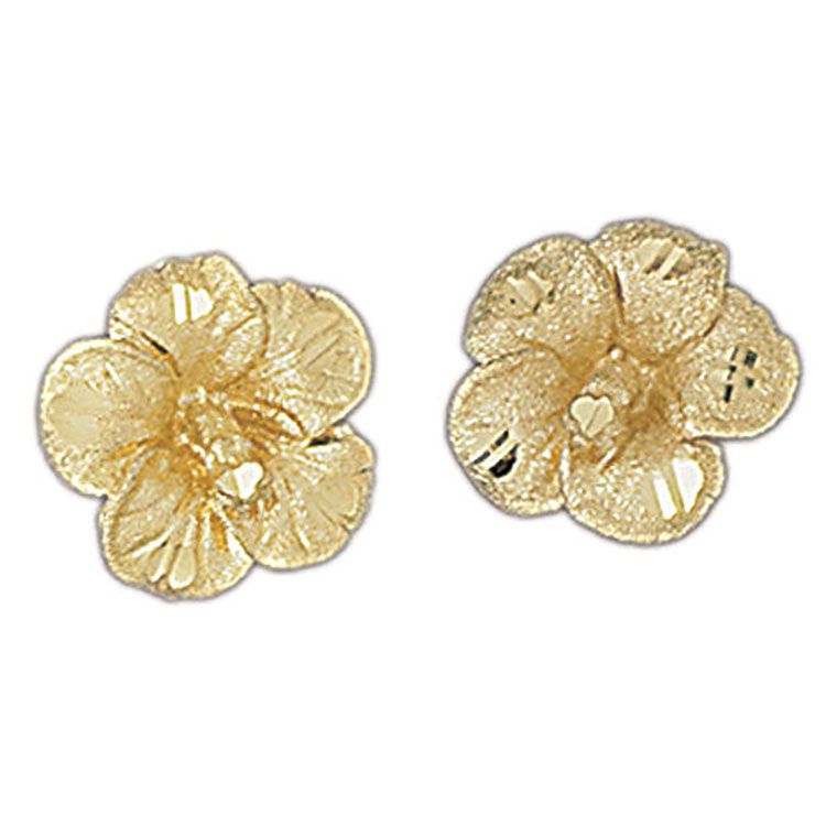 Dazzlers 14k Yellow Gold Plumeria Stud Earrings, MPN: DZ-12113