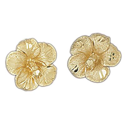 Dazzlers 14k Yellow Gold Plumeria Stud Earrings, MPN: DZ-12113