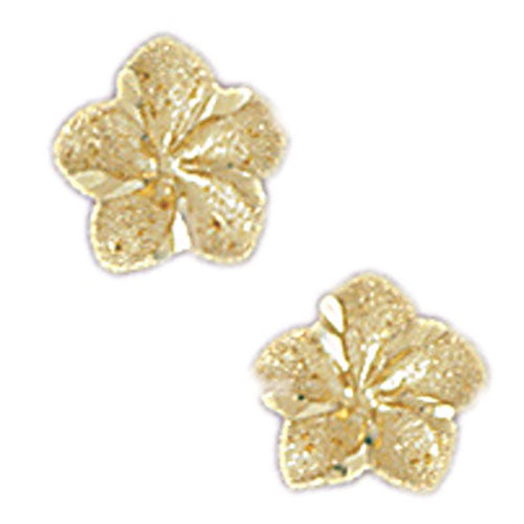 Dazzlers 14k Yellow Gold Plumeria Stud Earrings, MPN: DZ-12101