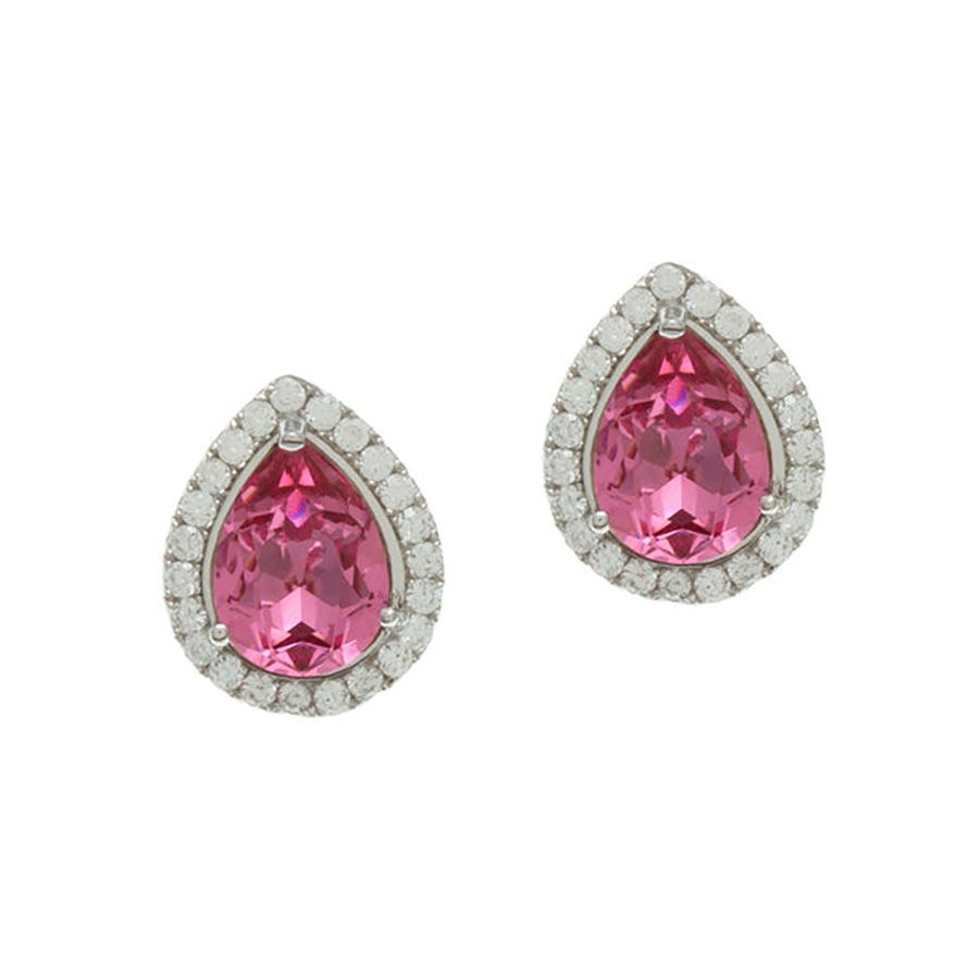 Dazzlers Sterling Silver Rhodium Plated and Simulated Opal with CZ Earrings, MPN: DCE-489