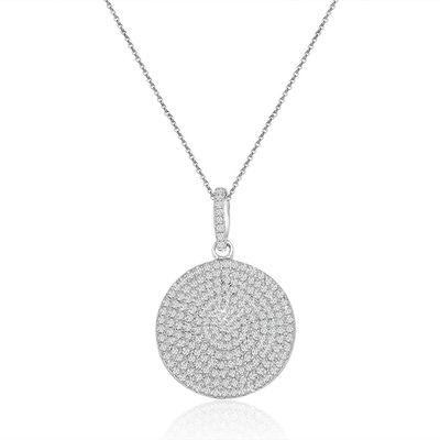 Dazzlers Sterling Silver Rhodium Plated and micro-pave Circle CZ Necklace, MPN: DYN-715