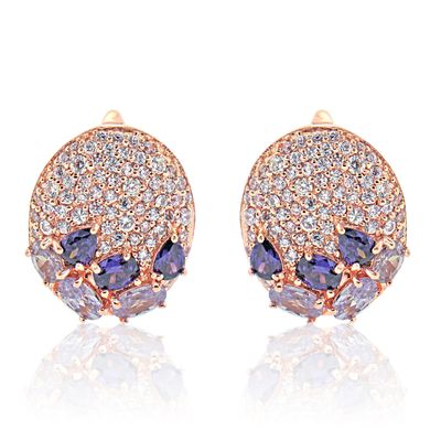Dazzlers Sterling Silver Rose Gold Plated with Multi-Color CZ Teardrop Earrings, MPN: DSE-800P