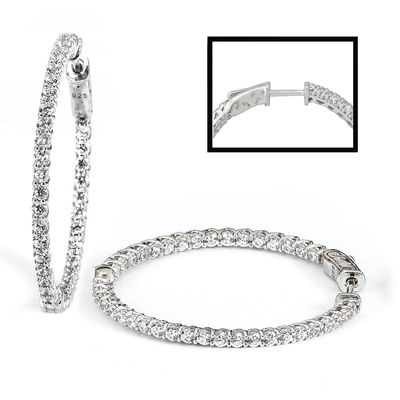 Dazzlers Sterling Silver Rhodium Plated and CZ Hoop Earrings, MPN: DCE-47
