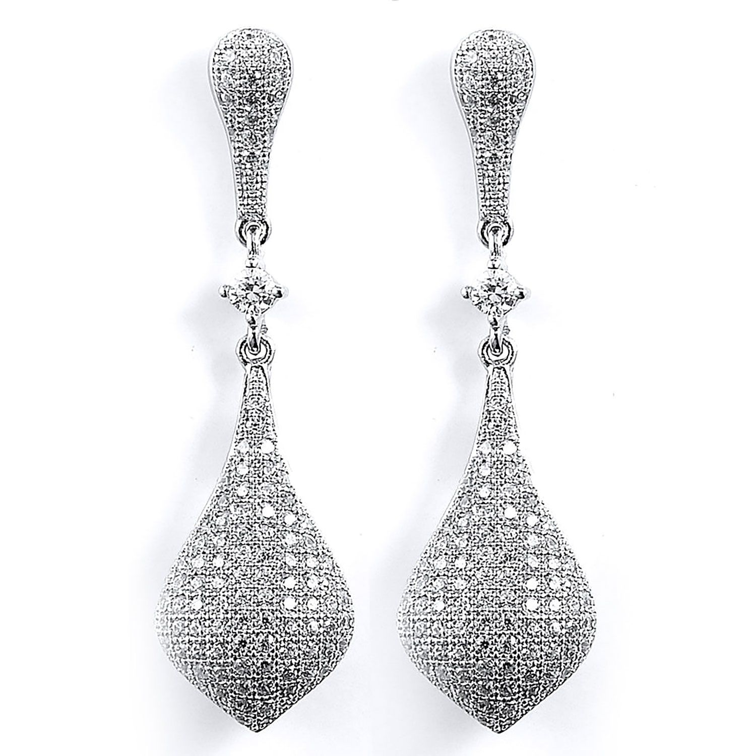 Dazzlers Sterling Silver Rhodium Plated and CZ Dangle Earrings, MPN: DCE-377