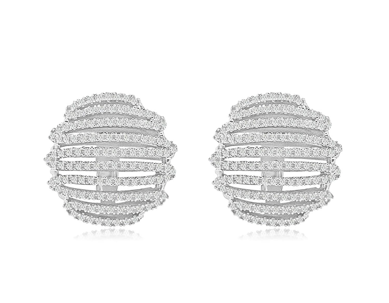 Dazzlers Sterling Silver Rhodium Plated and CZ Zig Zag Earrings, MPN: DCE-621