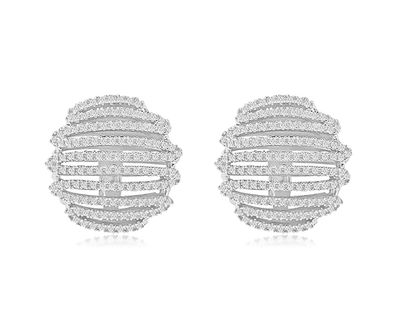 Dazzlers Sterling Silver Rhodium Plated and CZ Zig Zag Earrings, MPN: DCE-621