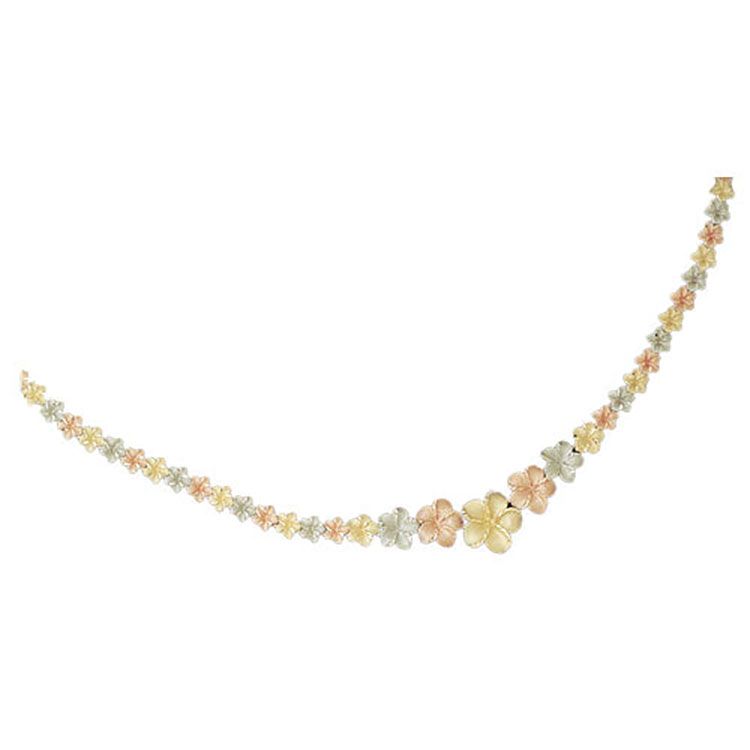 Dazzlers 14k Tri-Color Gold Plumeria Necklace, MPN: DZ-12085