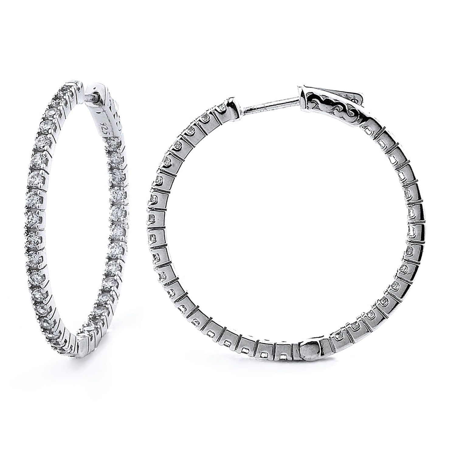 Dazzlers Sterling Silver Rhodium Plated and CZ Hoop Earrings, MPN: DCE-304