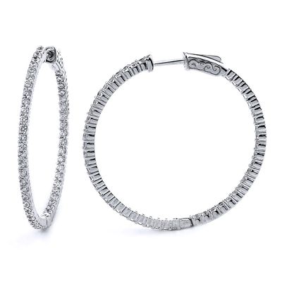 Dazzlers Sterling Silver Rhodium Plated and CZ Hoop Earrings, MPN: DCE-299