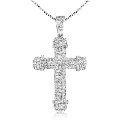 Dazzlers Sterling Silver Rhodium Plated and micro-pave CZ Cross Necklace, MPN: DYN-701
