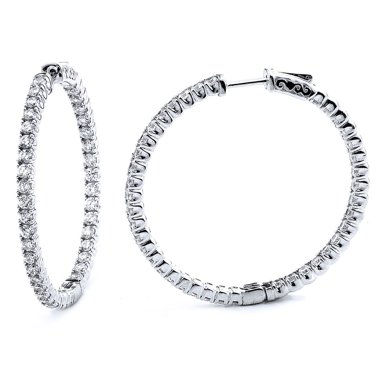 Dazzlers Sterling Silver Rhodium Plated and CZ Hoop Earrings, MPN: DCE-272