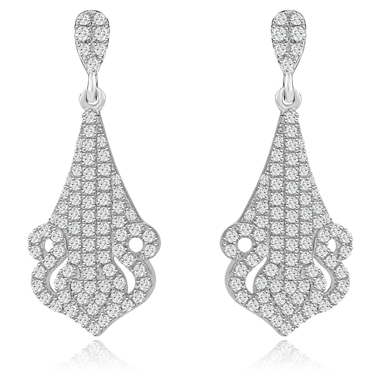 Dazzlers Sterling Silver Rhodium Plated and CZ short Dangle Earrings, MPN: DYE-709