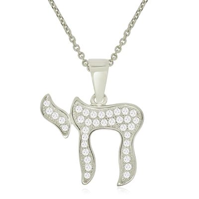 Dazzlers Sterling Silver Rhodium Plated and CZ Chais Necklace, MPN: DYN-753
