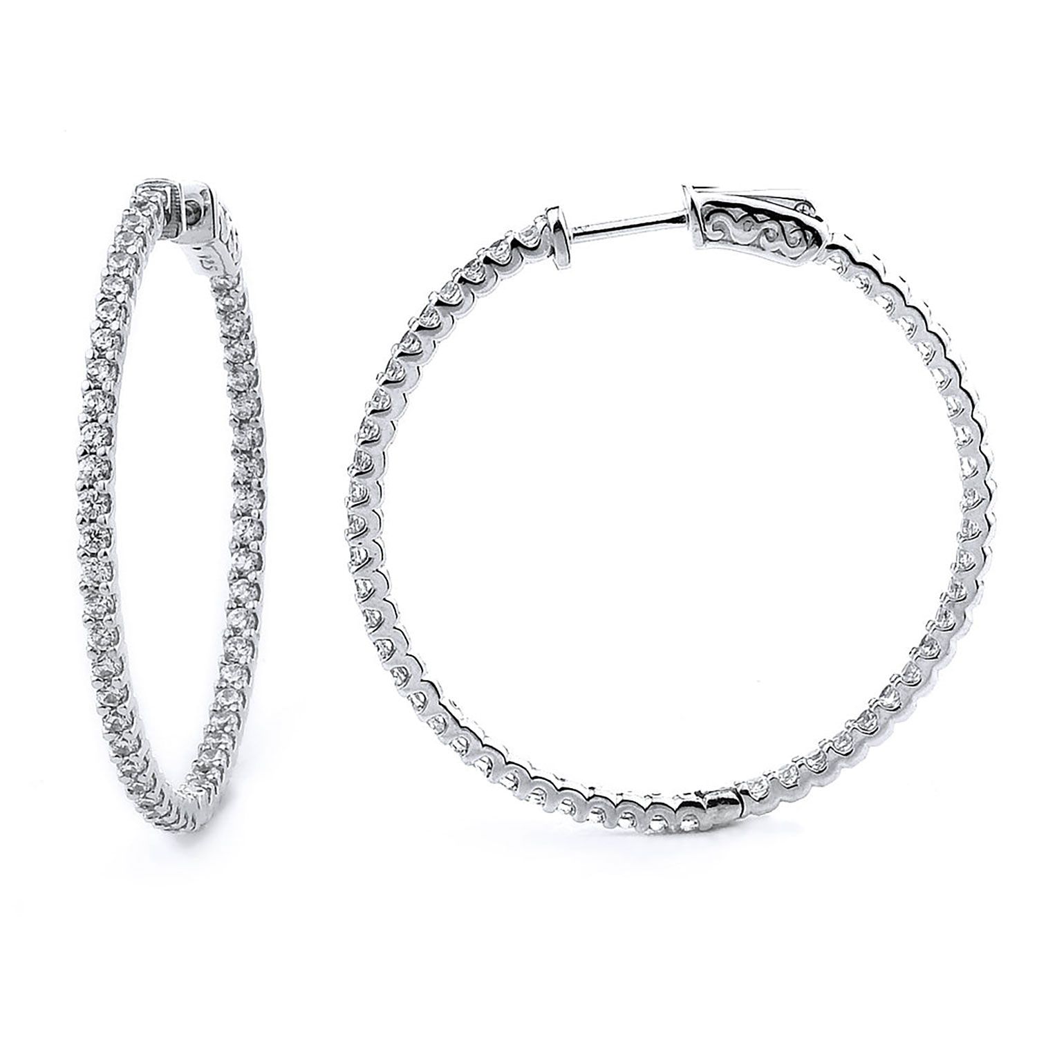 Dazzlers Sterling Silver Rhodium Plated and CZ Hoop Earrings, MPN: DCE-300