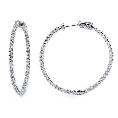 Dazzlers Sterling Silver Rhodium Plated and CZ Hoop Earrings, MPN: DCE-300