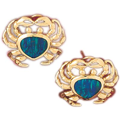 Dazzlers 14k Yellow Gold Created Opal Crab Earrings, MPN: DZ-14922
